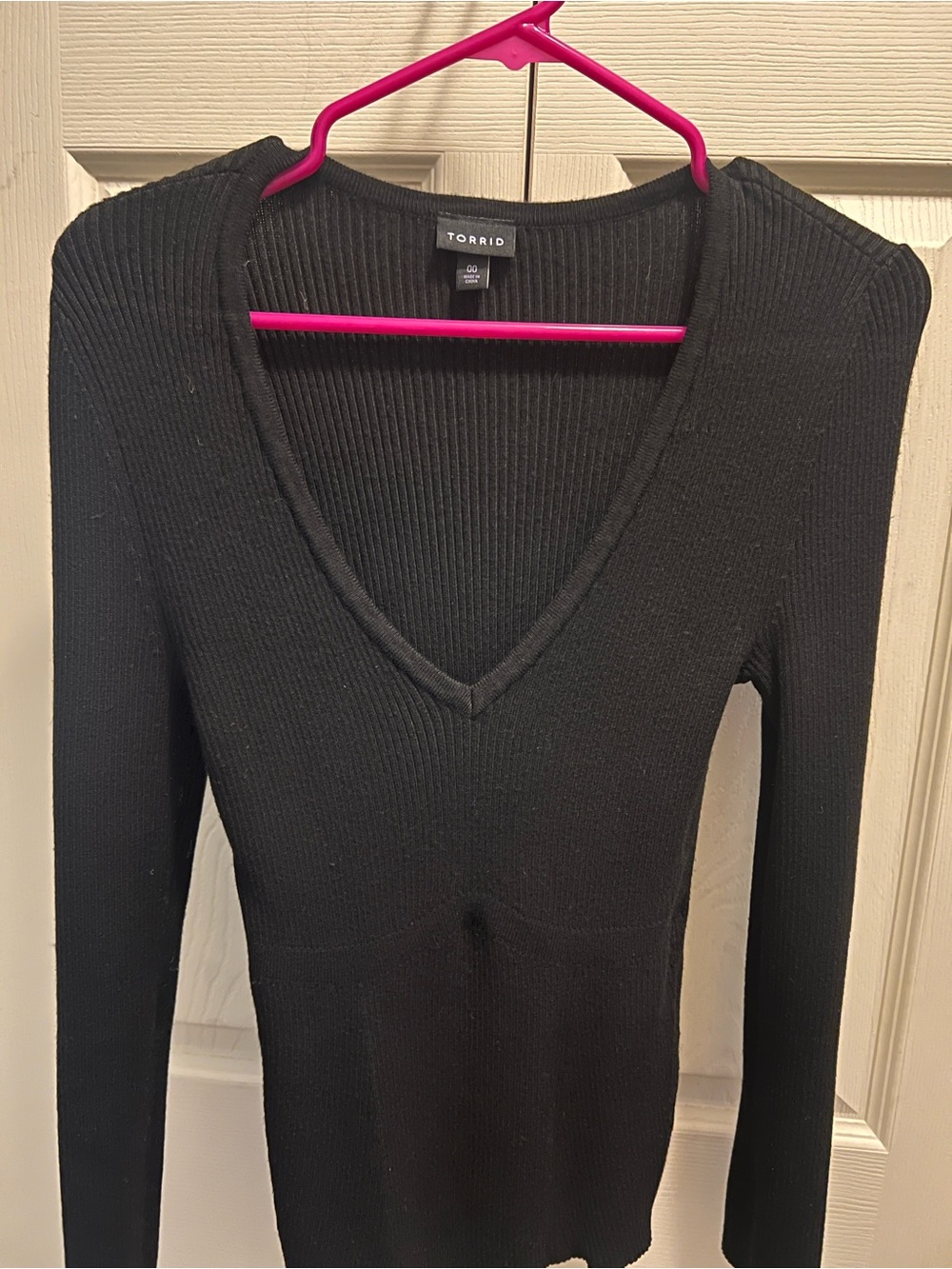 torrid Black Ribbed V-Neck Top